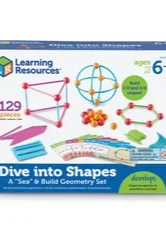 Learning Resources Dive Into Shapes, Sea and Build Geometry Set, 135 Pieces