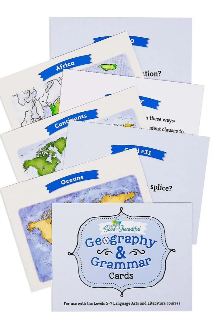 Geography & Grammar Cards: Language Arts Levels 5–7