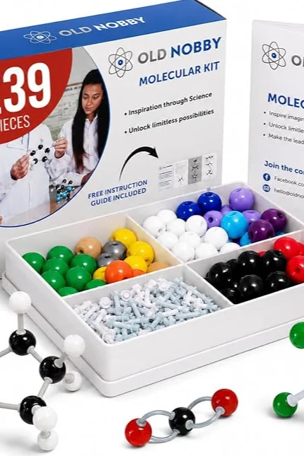 Lessons in Chemistry Model Kit - Old Nobby 239 Pc Molecular Set Organic Chemistry for Students - Complete Molecular Model Kit for STEM, Visualizing Atoms, Bonds and Structures